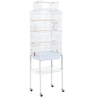 color 35 cm Steel Play Top Floor Bird Cage with Wheels with Stand with Perch with Tray