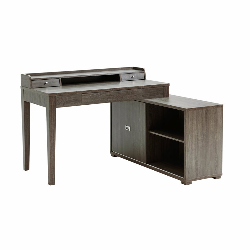 Bureau en L avec mini huche et trois tiroirs