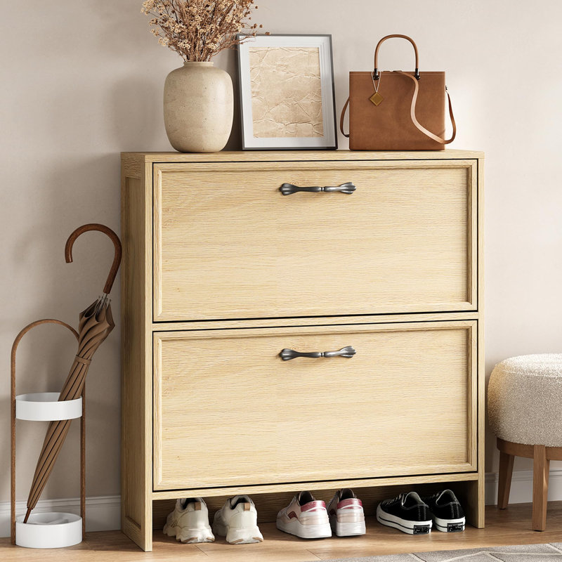8 Pair Flip Down Shoe Storage, Yellow