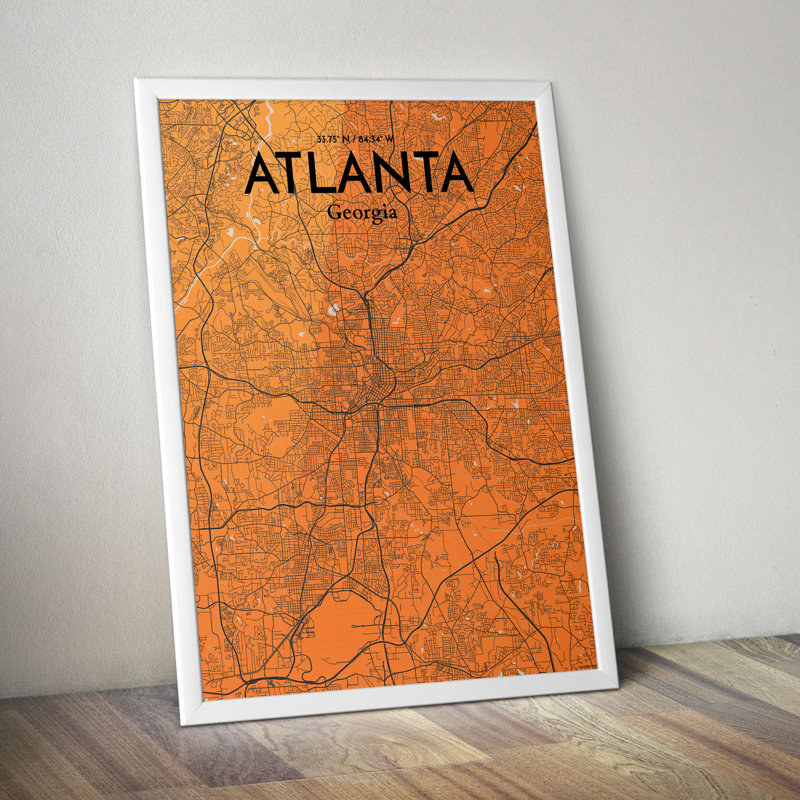 Atlanta City Map - No Frame Print, 70cm H x 50cm W x 0.13cm D