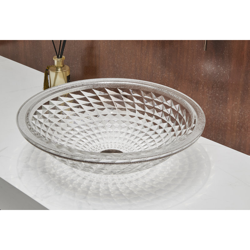Lavabo de salle de bain vasque ovale en verre transparent Crystalline, Transparent cristallin