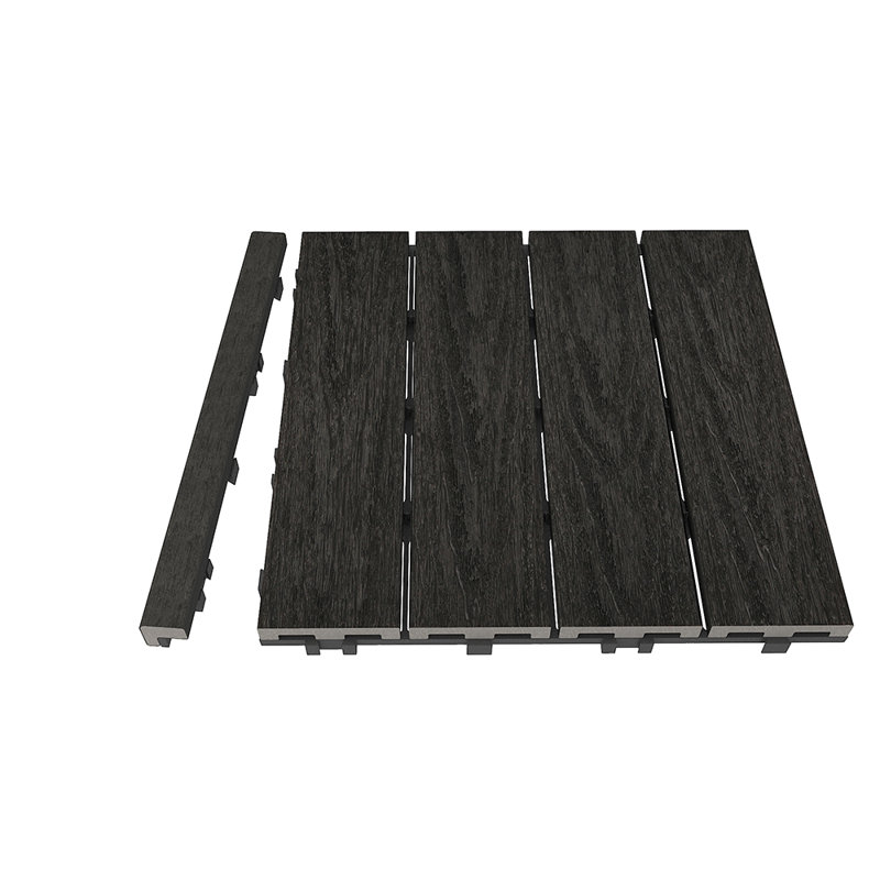 Carrelage de terrasse en bois d'ébène indien 1 po x 12 po Quick Deck, Indian Ebony