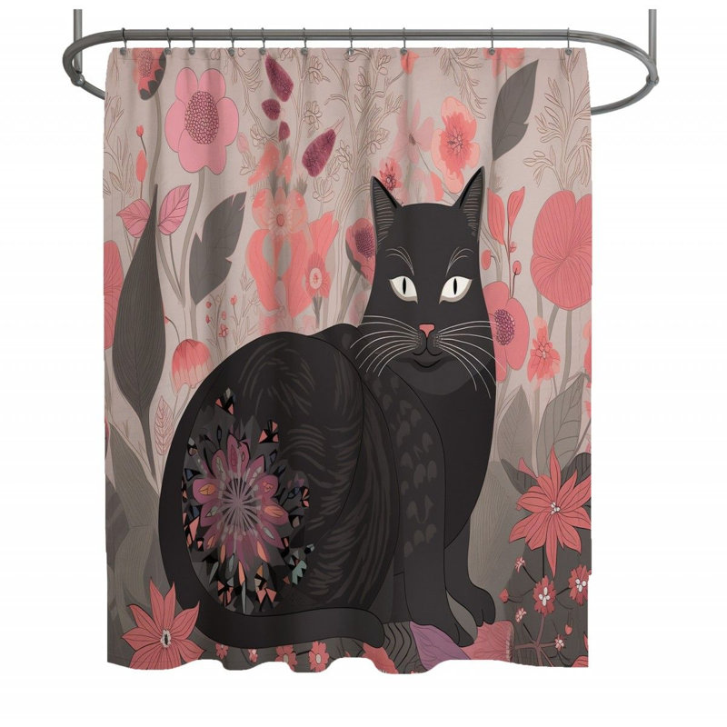 Cat Animal Shower Curtain, 93"H x 70"W