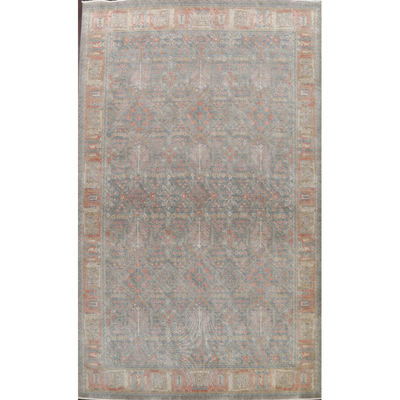Tapis oriental en laine rouge / gris / beige