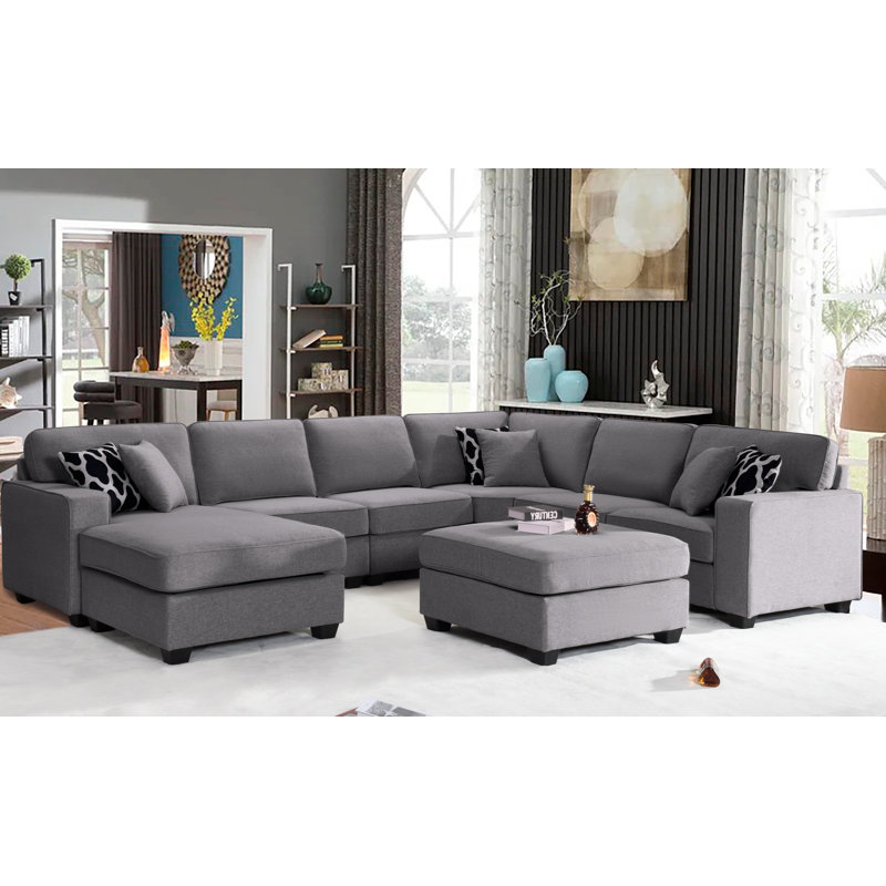 Raimy 7 - Piece Flexible combination Sectional, Dark Gray Polyester Blend