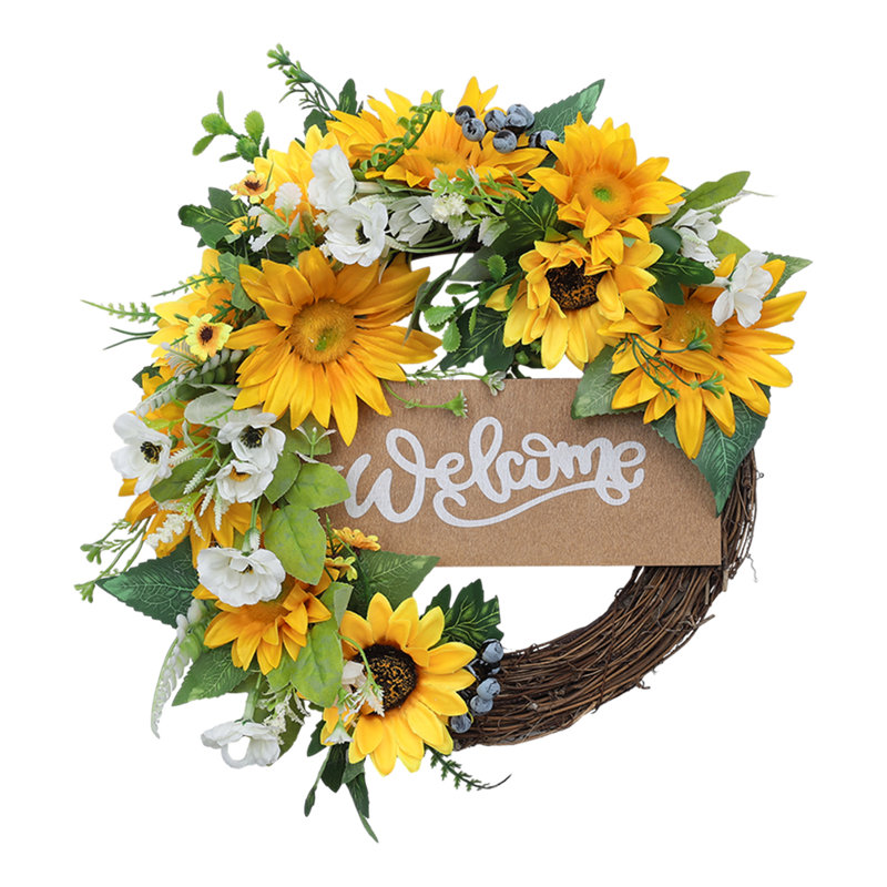 Faux Sunflower 40cm Wreath
