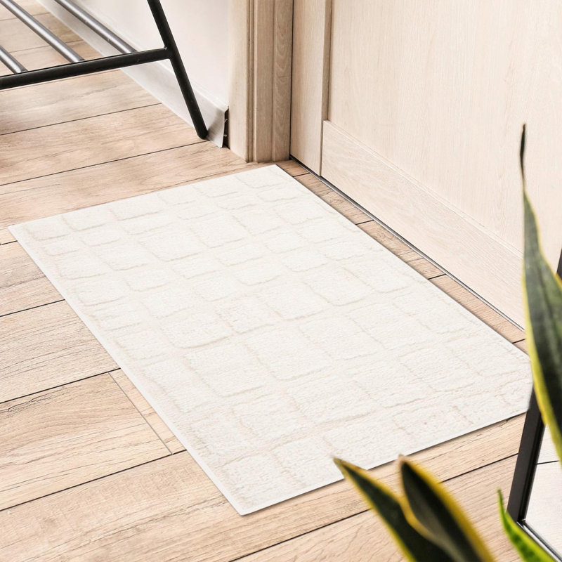Modern Abstract Checkered Area Rug, 2x3, Ivory