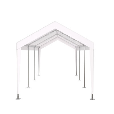 12' X 20' Carport Canopy. Strong Galvanized Steel Frame, 2 Doors & 4 Vent Windows. Water Repellent Pe Cover, Simple Assembly For Vehicle, Boat, Garden Accessories Portable Garage Doors, Car, Truck,