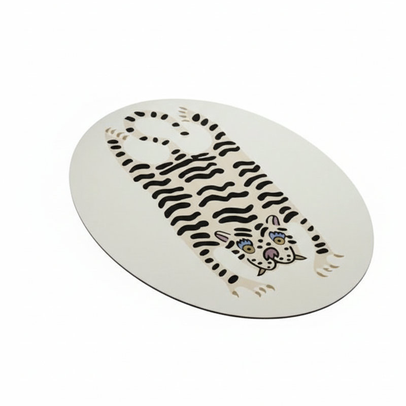 ⚪ Cream Tiger Tamer Oval Accent Rug