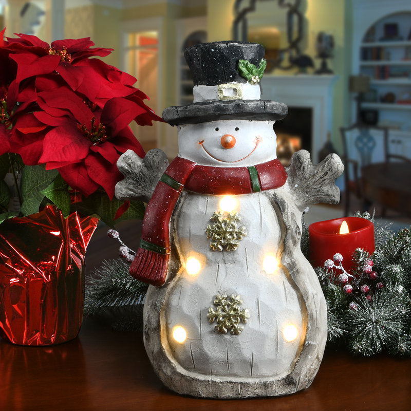 Décoration de bonhomme de neige lumineuse The Holiday Aisle® 16,5 po