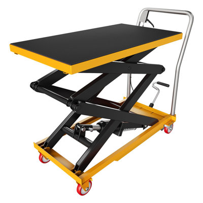 330 LBS Hydraulic Lift Table Cart, 50 in Lifting Height Manual Double Scissor Cart with Non-Slip Pad