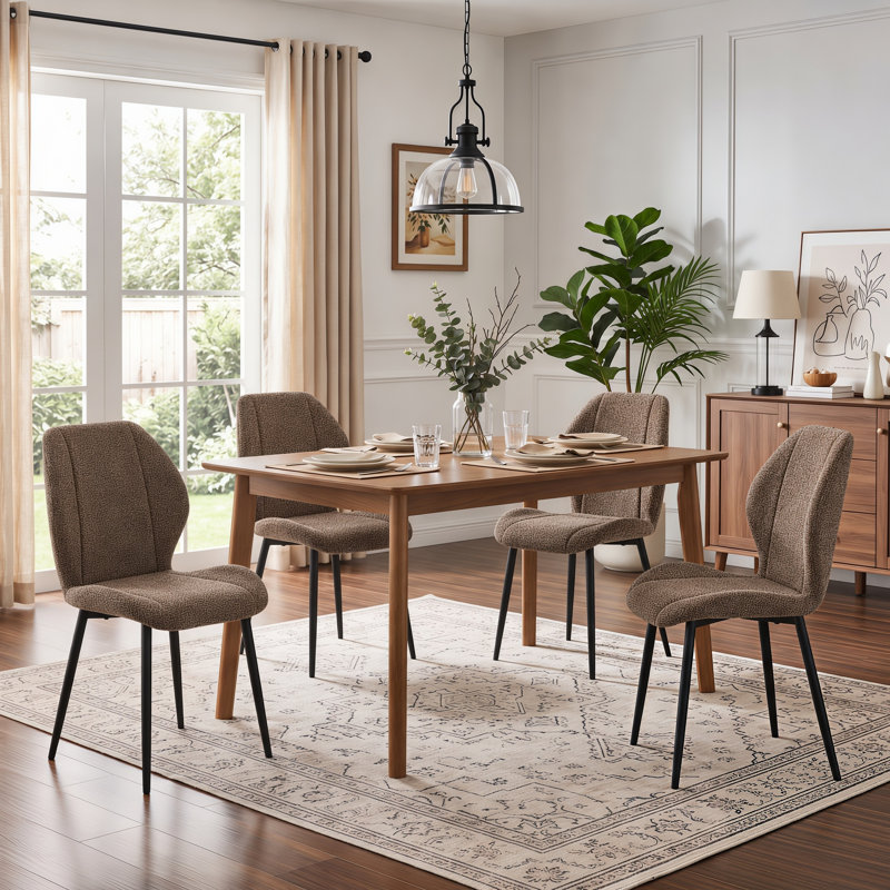 Ensemble de 4 chaises de salle à manger rembourrées Modern, Brown, Brun