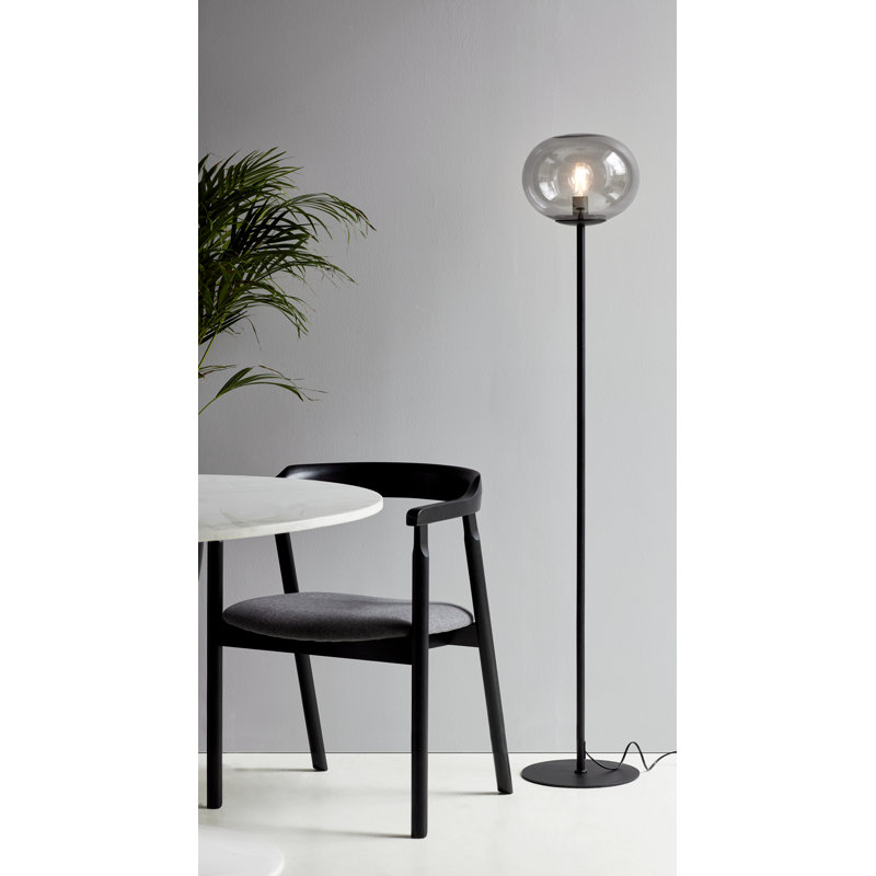 150cm Traditional Floor Lamp, Black, Smoked