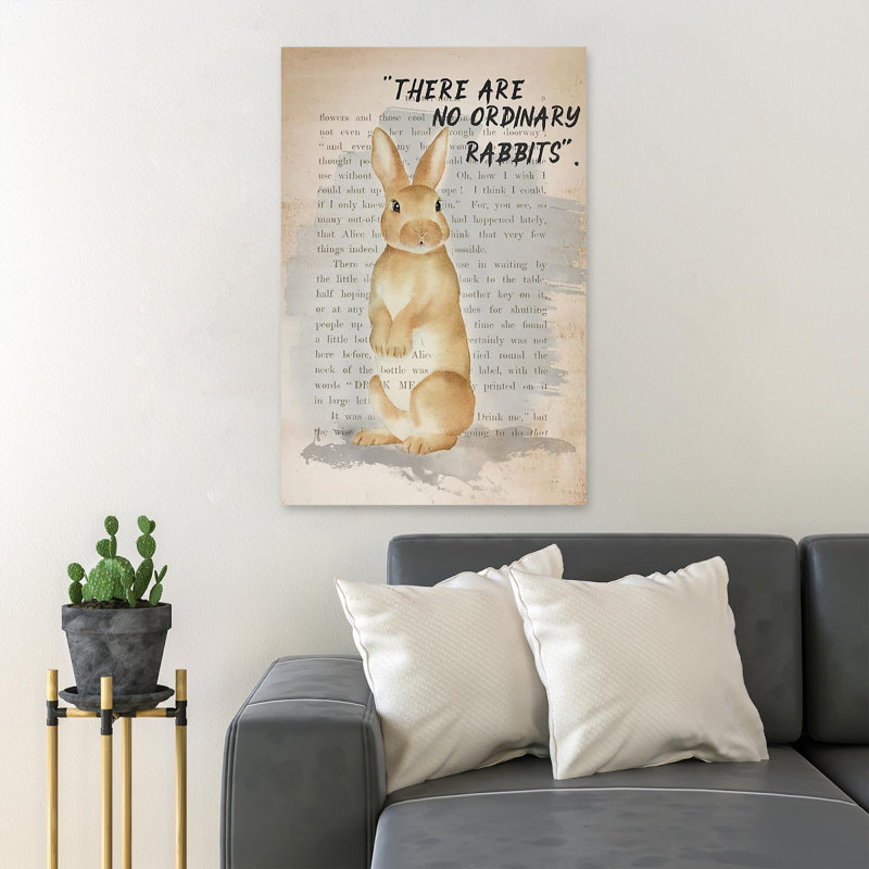 Lapin et une lettre - Il n'y a pas de lapins ordinaires - Reproduction d'art graphique rectangulaire sur toile tendue 1 pièce