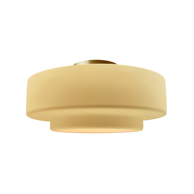 Plafonnier semi-encastré Radiance, H 7,25 po x l 14,5 po x P 14,5 po, Jaune atténué, Laiton brossé