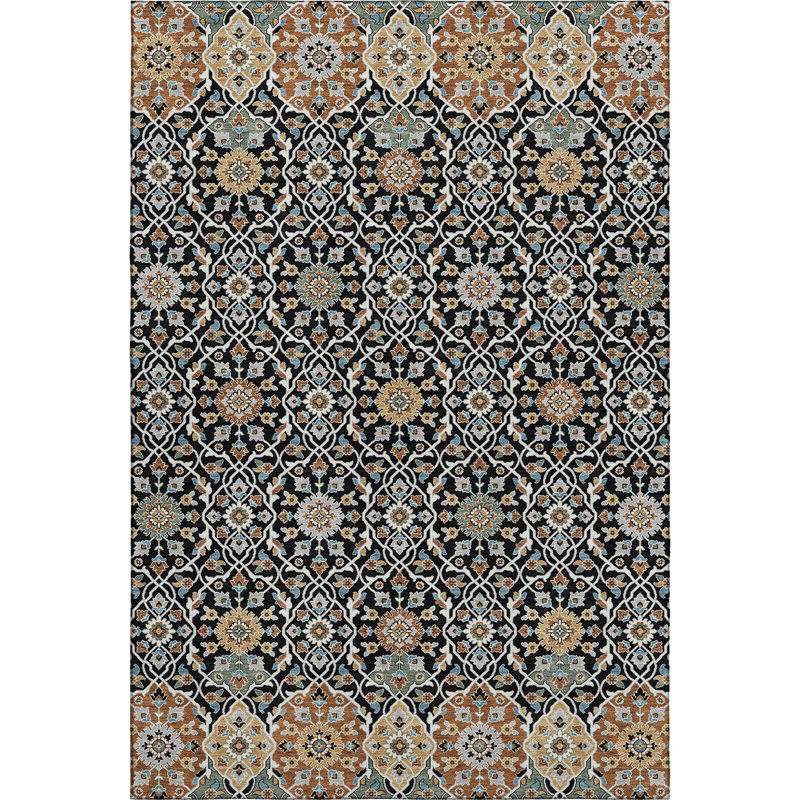 Premium Machine Washable Mayfield AMF2199 panel Rug, 10' x 14', Black