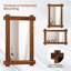 Miroir mural incassable avec cadre en bois d'acacia et design de rivet rétro-1398858005