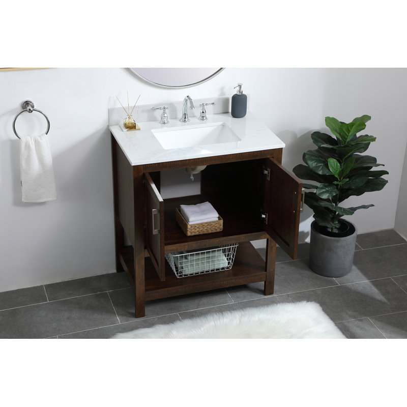 Ensemble de meuble-lavabo simple 30 po Scottsbluff, Bleu / espresso