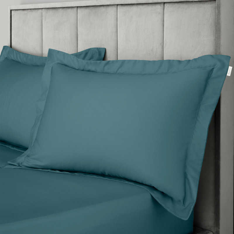 400 Thread Count 100% Cotton Sateen Oxford Pillowcase Pair, Standard (50 x 75cm), Teal