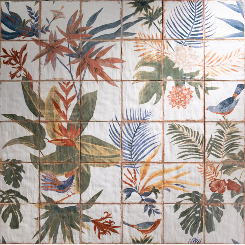 Angela Harris Dunmore 8x8 Polished Hand Painted Look Ceramic Tile