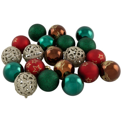 Ornements en forme de boule de Noël étoiles et renne incassables - 2,25 po (58 mm) - 60 carats