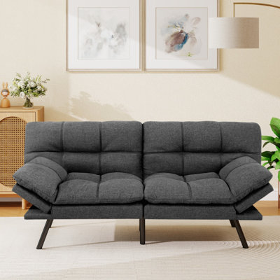 Futon Sofa Bed With Foam & Removable Armrests - 2-6 Seater by Ebern Designs