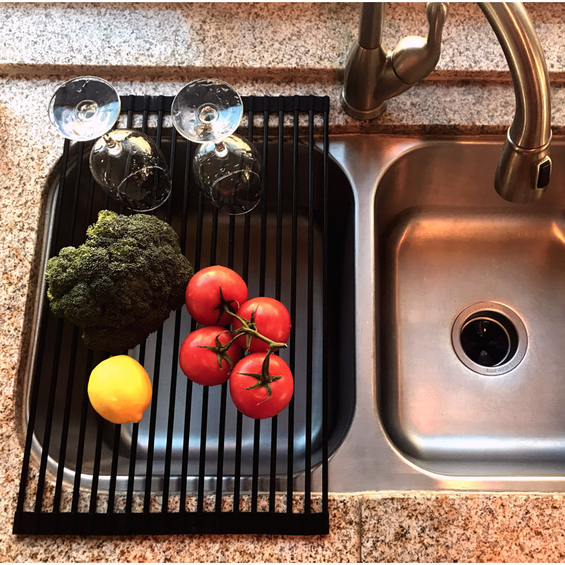 Plateau de drainage en acier inoxydable enroulable, Noir
