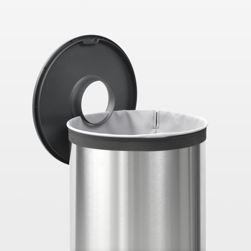 Brabantia Laundry Bin, 67 cm H x 39.6 cm W x 39.3 cm D, Matt Steel / Dark Grey