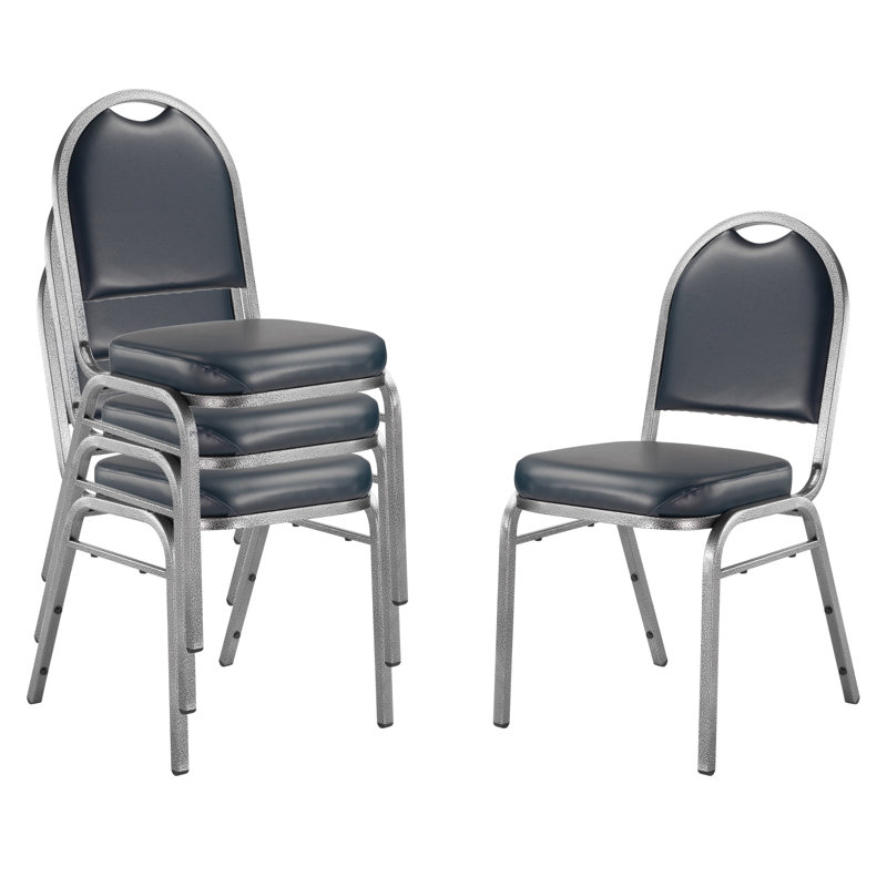 Chaise empilable en vinyle de qualité supérieure NPS 9200 Series (paquet de 4), Bleu minuit, Filon d'argent