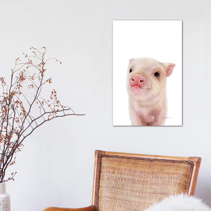 Baby Pig - Wrapped Canvas Painting, 30.48 cm H x 45.72 cm W