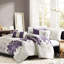 Housse de couette 6 pièces pour lit double / grand lit, coton floral, 2 taies décoratives, 3 coussins décoratifs, fermeture à boutons, attaches de coin à l'intérieur, broderie exquise, lavable à la machine, disponible en gris / pêche, taupe-117331790-117331797
