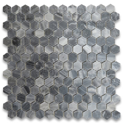 Bardiglio 11" x 11" Marble Honeycomb Mosaic Wall & Floor Tile
