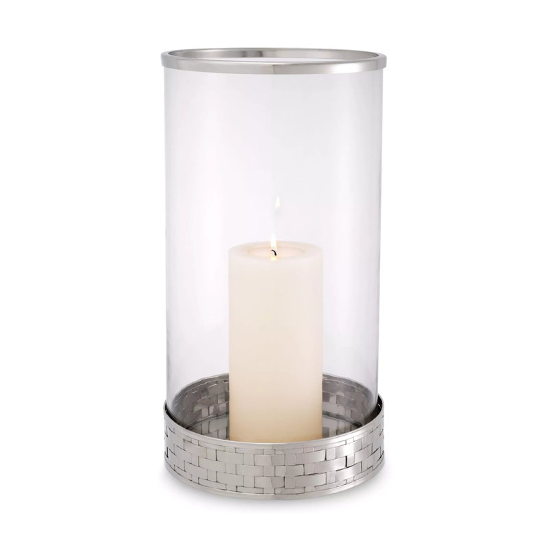 Lausanne Hurricane Candle Holder, Brass, 16.34" H x 8.86" W x 8.86" D