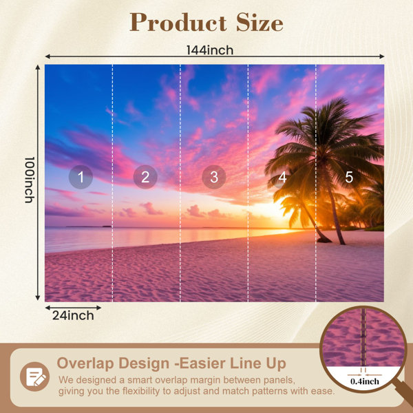 Red Barrel Studio Peel and Stick Wallpaper Palm Tree Tropical Beach ...