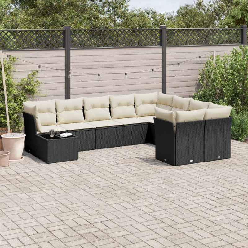 Vidaxl Garden Sofa Set Black, Cream, Cream Cushion/Black Frame