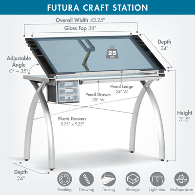 Futura Metal and Glass Artist Craft Table