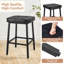 Ensemble de 2 tabourets de bar, tabourets de bar à hauteur de comptoir sans dossier, tabourets de bar noirs pour îlot de cuisine, tabourets de capitonnage épais en cuir PU avec base en métal