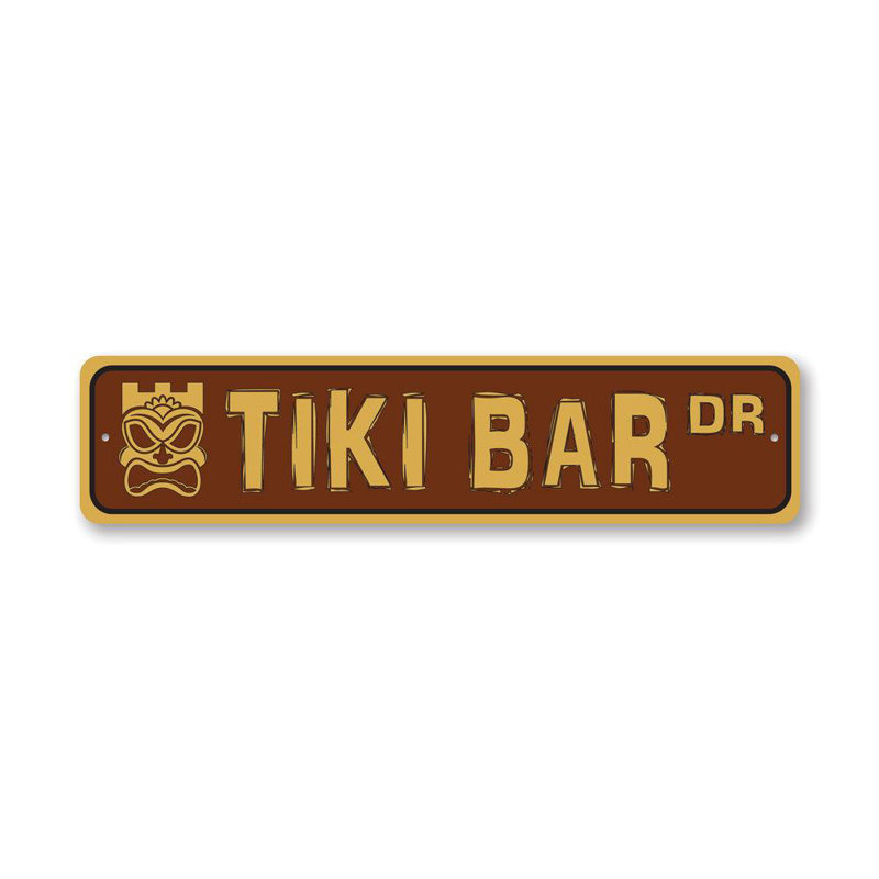 Plaque de rue en aluminium Tiki Bar, H 6 po x l 24 po x P 0,06 po