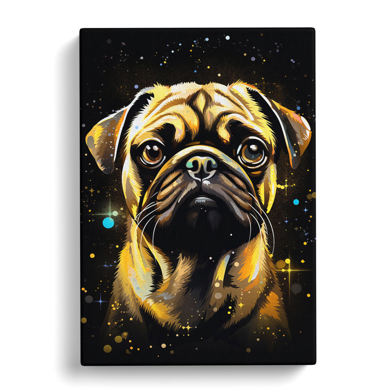 Pug Tachisme No.2 - Wrapped Canvas, 50cm H x 35cm W x 3cm D
