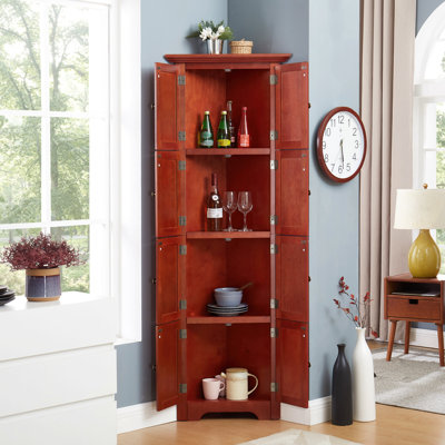 4-Tier 72" Corner Kitchen Pantry Storage Cabinet With 8 Doors Tall Storage Cabinet, Corner Cabinet And Shelves, Home Farmhouse Bookshelf Cabinet For B by Lark Manor