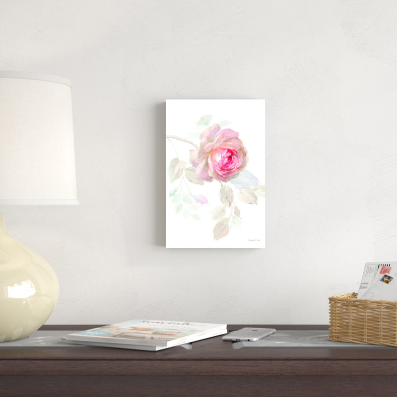 «Gentle Rose I» par Danhui Nai, peinture sur toile tendue, H 12 po x l 8 po x P 1,25 po