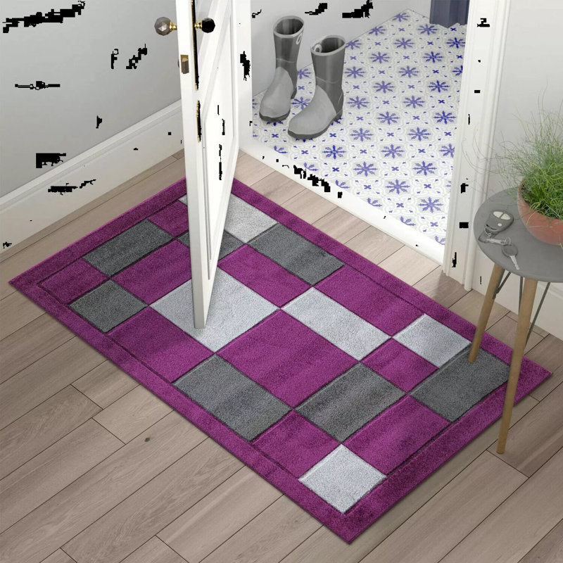 Caythan Non-Slip Indoor Doormat, Purple/Grey