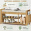 Banc de rangement pour chaussures avec siège rembourré, entrée moderne en bambou naturel