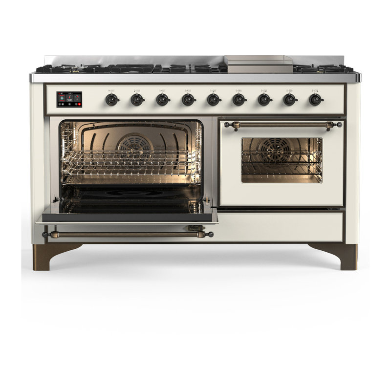 Majestic III Series 60 Inch Dual Fuel Range with 7 Sealed Burners, Griddle, in Blue Grey (Liquid Propane, Burnished Trim)
