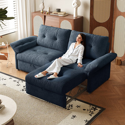 Canapé-lit convertible de 81,5 po, canapé-lit en chenille 2-en-1 avec structure en bois massif, accoudoirs larges et mousse haute résilience pour salon, appartement et chambre d'amis