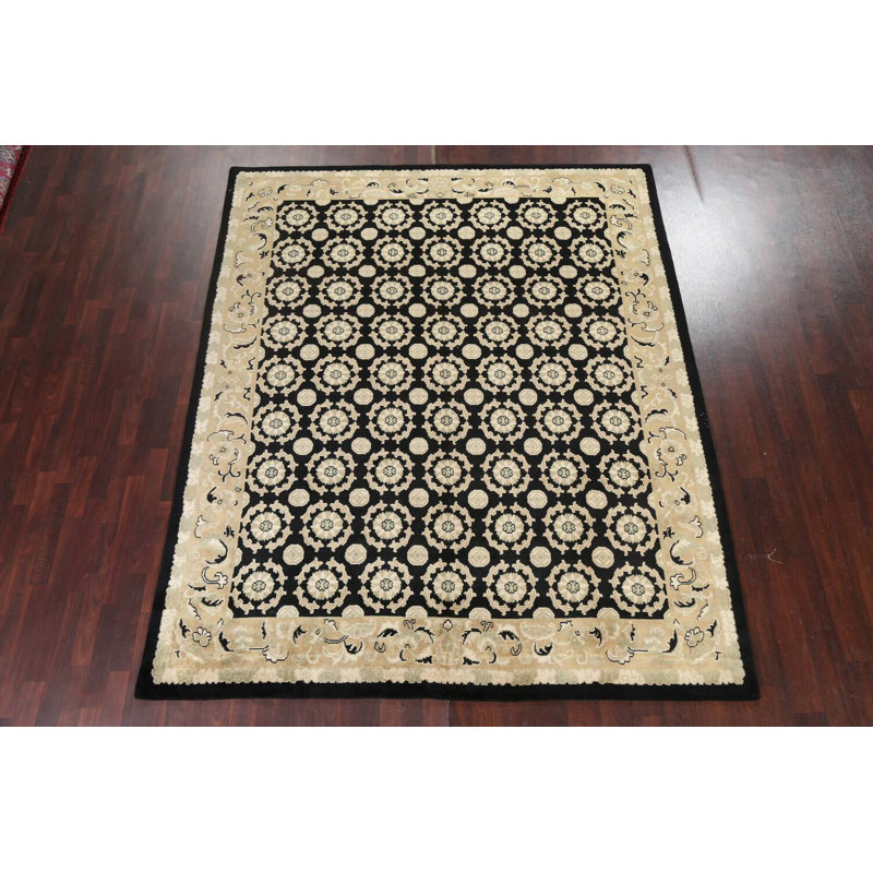 Tapis népalais unique en laine à teinture végétale noué à la main de conception unique 8 pi 2 po x 9 pi 8 po