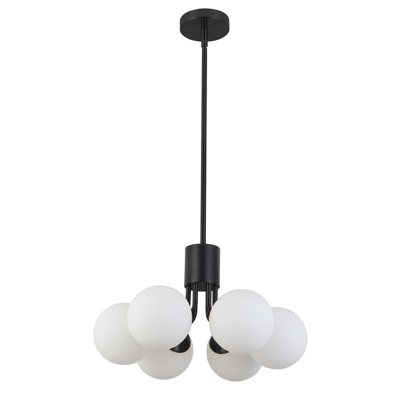 Luminaire suspendu à 6 lumières Jesicca, Noir mat