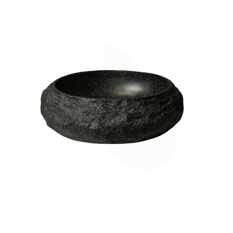 18'' Bathroom Sink, Irregular Oval Resin Vessel Basin With Stone Pattern, Artistic Style Sink, NO Faucet, Dark Gray