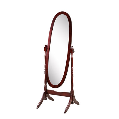 Miroir de plancher décoratif traditionnel. Réflexion du corps avec verre ovale. Autonome et stable. 16 X 57,87 H 22,5 Design en bois. Miroir inclinable. Structure stable.