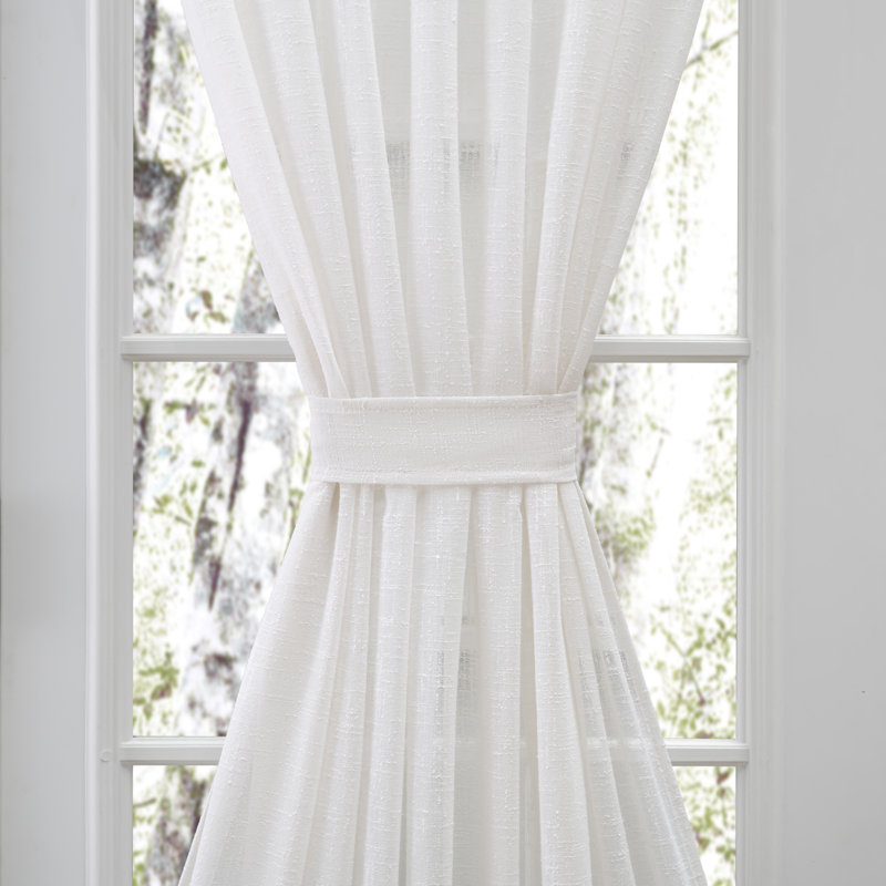 Matanah Premium Touch of Linen Door Panel w/ Tie Back, 52" W x 72" L, White